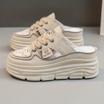 Women's Breathable Platform Mule Sneakers, Casual Cutout Design Lace Up Shoes, Comfortable Summer Shoes - Image 19