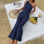 One Shoulder Dots Print Jumpsuit - Image 7
