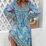Bohemia Print Holiday Style Midi Dress - Image 5