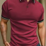 Men's Trendy Color Block Short Sleeve Button Up Lapel Shirt For Summer Daily, Perfect For Golf & Tennis Outdoor Sports, Stylish Collared Top - Image 5