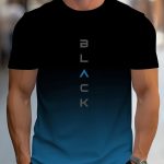 Men's Gradient Color Black Graphic Print T-shirt, Short Sleeve Crew Neck Tee, Men's Clothing For Outdoor - Image 2