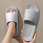 Simple Solid Color Slides, Casual Open Toe Soft Sole Shoes, Comfortable Indoor Home Bathroom Shower Slides - Image 4