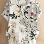 Floral Print Crew Neck T-Shirt, Casual Short Sleeve T-Shirt For Spring & Summer, Women's Clothing