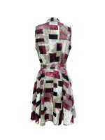 Abstract Print Button Front Sleeveless Dress, Casual Tie-waist Lapel Dress For Spring & Summer, Women's Clothing - Image 11