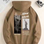 NEW YORK Print Hoodie, Cool Hoodies For Men, Men's Casual Pullover Hooded Sweatshirt With Kangaroo Pocket Streetwear For Winter Fall, As Gifts - Image 2