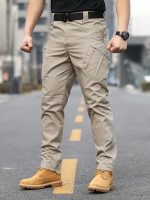 Multi Pocket Men's Tactical Pants, Loose Casual Outdoor Military Pants Without Belt, Mens Cargo Pants For Hiking - Image 10