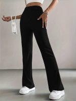 Solid High Waist Pants, Elegant Flare Leg Pants, Women's Clothing - Image 9