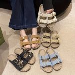 Women's Solid Color Casual Sandals, Platform Slip On Double Adjustable Buckle Beach Slides, Casual Seaside Daily Footwear - Image 7
