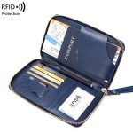 Solid Color RFID Portable Passport Holder, Multi Functional Airplane Ticket Clip, Travel Credit Card Wallet With Zipper And Wrist Strap - Image 8