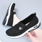 Women's Solid Color Knitted Sneakers, Soft Sole Platform Casual Walking Shoes, Low-top Breathable Daily Shoes - Image 6