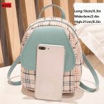 Plaid Backpack With Adjustable Straps, Cute Small Backpack, Zipper Casual Shoulder Bag, Card Wallet, Mobile Casual Phone Bag, Casual Camera Bag, Lipstick Bag, Key Bag, Single Shoulder Bag, Diagonal Span Bag, Backpack Dual Purpose (6.3*2.4*8.3)Inch - Image 2