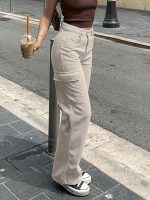 Flap Pockets Wide Leg Cargo Pants, Casual High Waist Loose Pants For Spring & Summer, Women's Clothing - Image 6