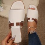 Women's Solid Color Casual Slides, Slip On Lightweight Flat Seaside Slides, Casual Daily Footwear - Image 4