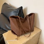 Large Capacity Woven Tote Bag For Women, Fashionable PU Leather Shoulder Bag, Versatile Elegant Commuter Handbag, Perfect For Work And Leisure, Ideal Valentine's Day Gift - Image 8