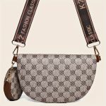 Classic Textured Crescent Crossbody Bag, Vintage Zipper Chest Bag With Round Mini Purse For Women - Image 10