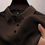 Men's Lapel Neck Short Sleeve T-shirt, Comfy Stretchy Trendy Tees For Summer, Casual Daily Style Fashion Clothing - Image 5