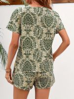 Casual Allover Print Two-piece Set, Short Sleeve V Neck Top & Shorts Outfits, Women's Clothing - Image 6