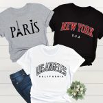 3 Pack Eiffel Tower Print Crew Neck T-Shirt, Casual Short Sleeve T-Shirt For Spring & Summer, Women's Clothing - Image 2