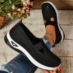 Women's Cut-out Sneakers, Casual Breathable Slip On Walking Shoes, Lightweight Outdoor Flat Shoes - Image 10
