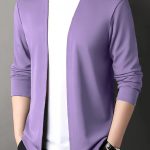 Men's Solid Knitted Cardigan, Casual Breathable Long Sleeve Slim-fit Open Front Sweater For Outdoor Activities - Image 9