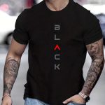 Black' Print Tee Shirt, Tee For Men, Casual Short Sleeve T-shirt For Summer Spring Fall, Tops As Gifts