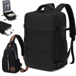 Large Capacity Travel Backpack With Shoe Compartment, Dacron Lightweight Laptop Daypack With Charging Port, Fashion Travel Commuter Bag - Image 12