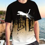 Men's Gradient Color Running Leopard And Paint Mark Pattern Print T-shirt With Crew Neck And Short Sleeve, Perfect Tops For Outdoors Activities - Image 3