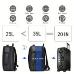 1pc Expandable Laptop Backpack, Waterproof Business Travel Backpack, Fits 15.6-Inch Laptop - Image 9