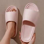 Simple Solid Color Slides, Casual Open Toe Soft Sole Shoes, Comfortable Indoor Home Bathroom Shower Slides - Image 3