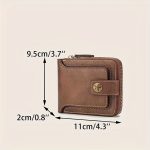 1pc Men's Fashionable Tree Pattern Zipper Buckle, PU Credit Card Card Holder, Small Zipper Coin Storage Zipper Button Closure Business Wallet, Ideal Gift For Men - Image 6