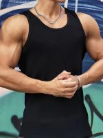 Men's Solid Tank Top, Active Quick Dry Breathable Crew Neck Sleeveless Shirt, Men's Clothing For Summer Outdoor