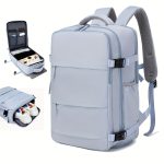 Large Capacity Travel Backpack With Shoe Compartment, Dacron Lightweight Laptop Daypack With Charging Port, Fashion Travel Commuter Bag - Image 6