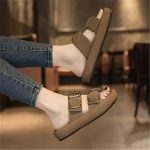 Women's Double Buckle Strap Design Slide Sandals, Casual Open Toe Summer Shoes, Comfortable Slip On Shoes - Image 4