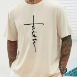 Faith Print Men's Casual Loose Short Sleeve Crew Neck T-shirt, Summer Outdoor Street - Image 4
