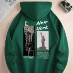 NEW YORK Print Hoodie, Cool Hoodies For Men, Men's Casual Pullover Hooded Sweatshirt With Kangaroo Pocket Streetwear For Winter Fall, As Gifts - Image 5