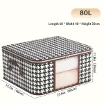 24/80L Large Capacity Houndstooth Pattern Box, Clothes Zipper Container, Dustproof Organizer - Image 2