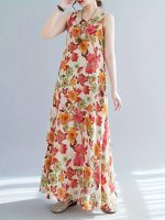 Floral Print Crew Neck Dress, Elegant Sleeveless Dress For Spring & Summer, Women's Clothing - Image 3