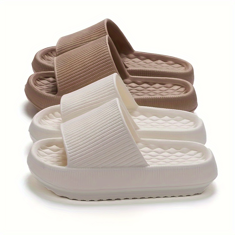dc8351d1-957b-44b9-99d8-f20e6e9641c7.jpg Simple Solid Color Slides, Casual Open Toe Soft Sole Shoes, Comfortable Indoor Home Bathroom Slides - Image 1