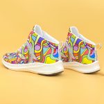 Women's Graffiti Print High-Top Lace-Up Sneakers, Reflective Safety Straps Detail Sneakers, Women's Footwear - Image 8