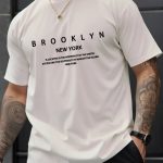 Brooklyn And New York Print Men's Creative Top, Casual Short Sleeve Crew Neck T-shirt, Men's Clothing For Summer Outdoor - Image 9