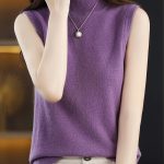 Solid Knit Mock Neck Tank Top, Casual Sleeveless Tank Top, Women's Clothing
