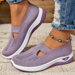 Women's Cut-out Sneakers, Casual Breathable Slip On Walking Shoes, Lightweight Outdoor Flat Shoes - Image 5