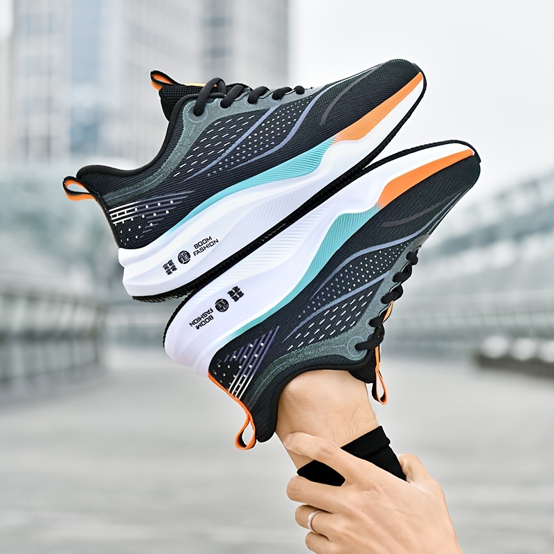de0d4a0e-c29a-4dab-b722-dd3a5e96c03f.jpg Men's Trendy Woven Knit Breathable Running Shoes, Comfy Non Slip Durable Soft Sole Sneakers For Men's Outdoor Activities - Image 1