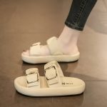 Women's Double Buckle Strap Design Slide Sandals, Casual Open Toe Summer Shoes, Comfortable Slip On Shoes - Image 2