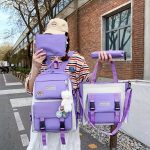 4pcs/set Stylish Student Backpack Tote Bag Handbag Pencil Bag Set, Casual Versatile Schoolbag For Daily Commute & Library - Image 6