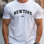 "NEW YORK USA" Print, Men's Novel Design T-shirt, Casual Comfy Tees For Summer, Men's Clothing Tops For Daily Activities - Image 3