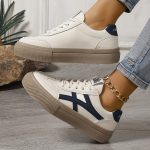 Women's Colorblock Trendy Sneakers, Lace Up Soft Sole Platform Skate Shoes, Low-top Versatile Shoes - Image 7
