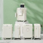 Minimalist Solid Color Hardside Suitcase, Casual Business, Thickened Carry-On With Wheels Luggage Case With Cup Holder & Hook - Image 9