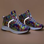 Women's Graffiti Print High-Top Lace-Up Sneakers, Reflective Safety Straps Detail Sneakers, Women's Footwear - Image 5