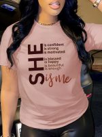 Letter Print T-shirt, Casual Short Sleeve Crew Neck Top For Spring & Summer, Women's Clothing